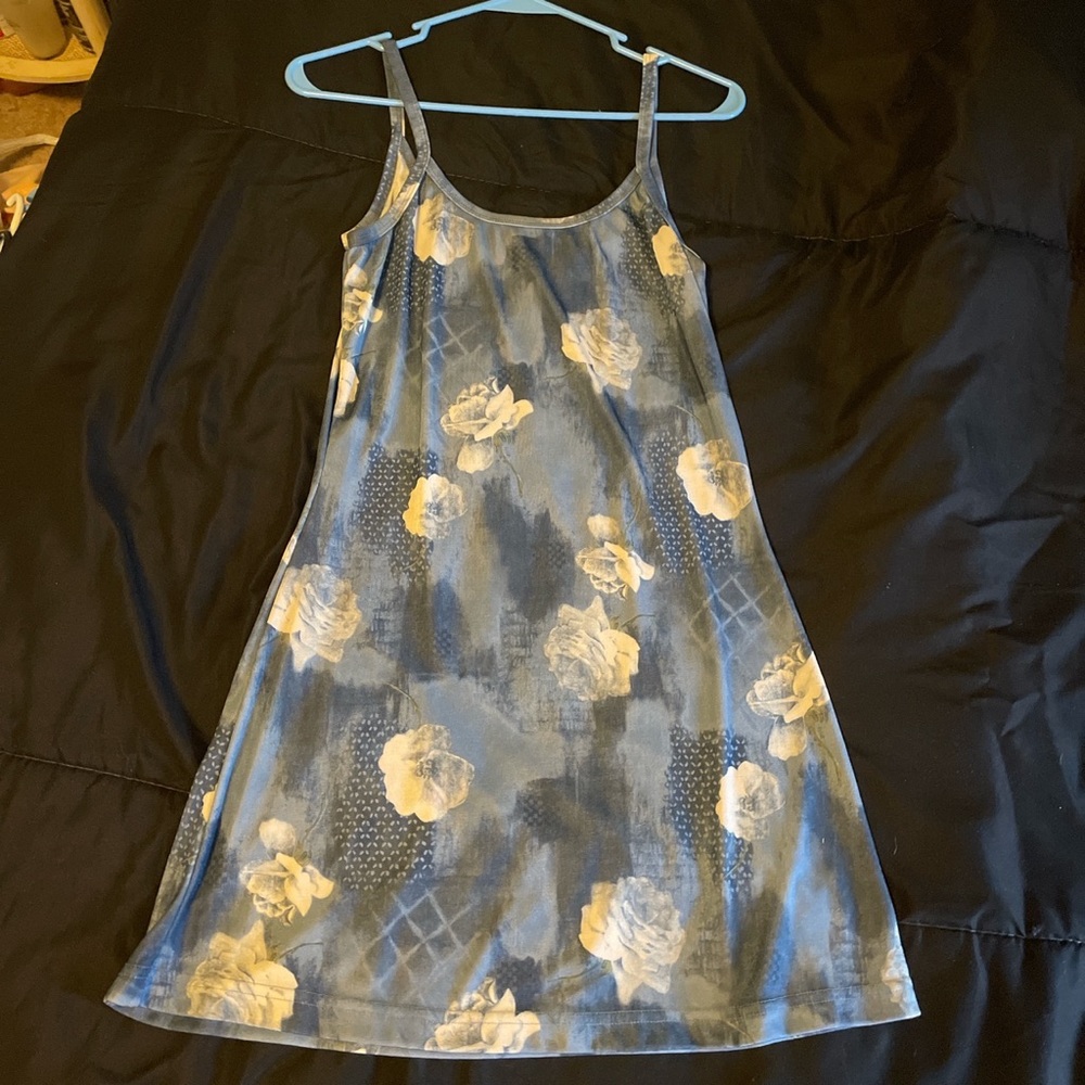 Blue dress with white flowers